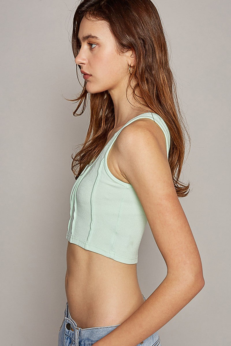POL Square Neck Sleeveless Outseam Lining Top