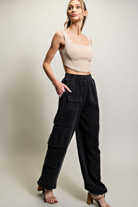 Eesome Mineral Washed Cotton Cargo Pants - Roulhac Fashion Boutique