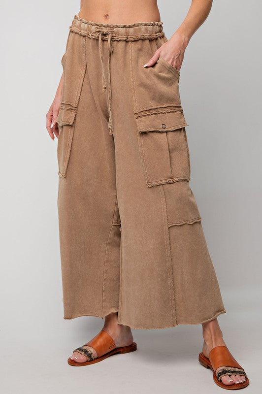 Easel Plus Size Mineral Washed Cargo Pants | Roulhac Fashion Boutique