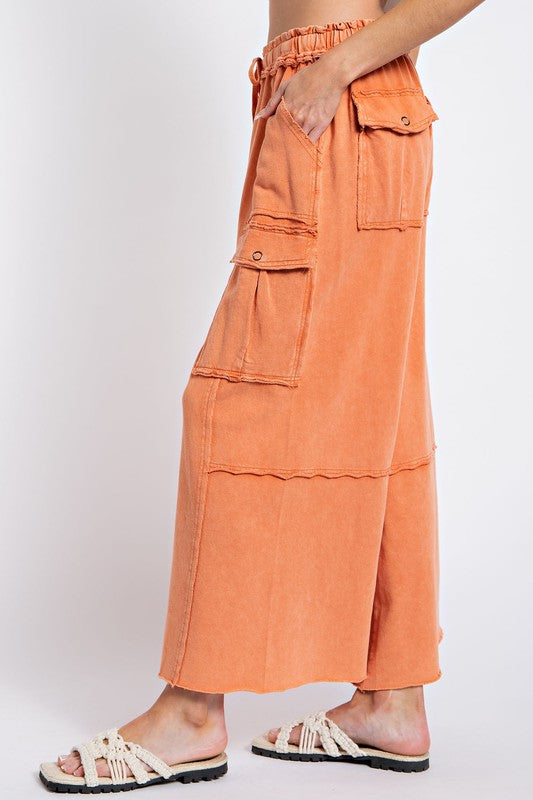 Easel Plus Size Mineral Washed Cargo Pants | Roulhac Fashion Boutique