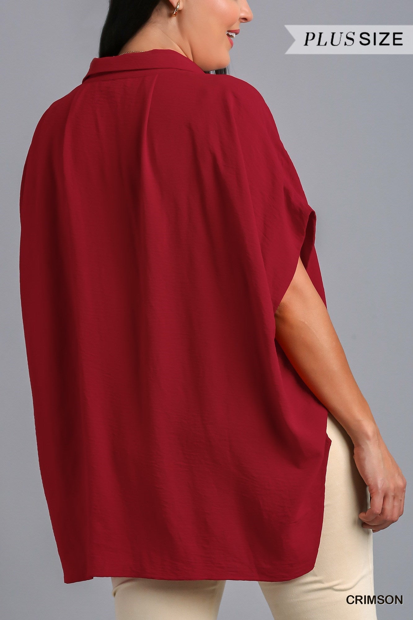 Umgee Plus Oversized Button Down Hi-Low Shirt Top - Roulhac Fashion Boutique