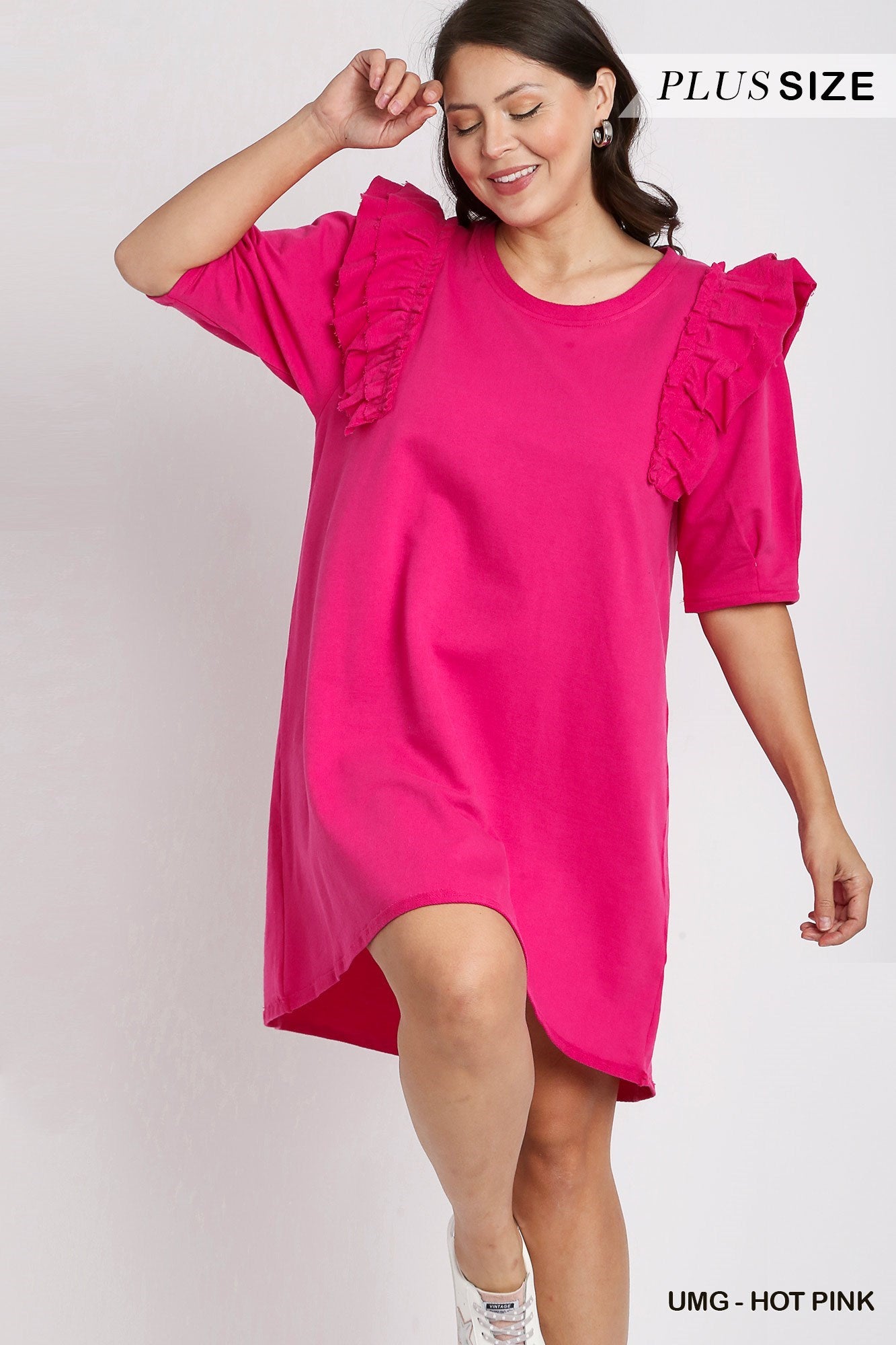 Umgee Plus Size French Terry Cotton Dress - Roulhac Fashion Boutique
