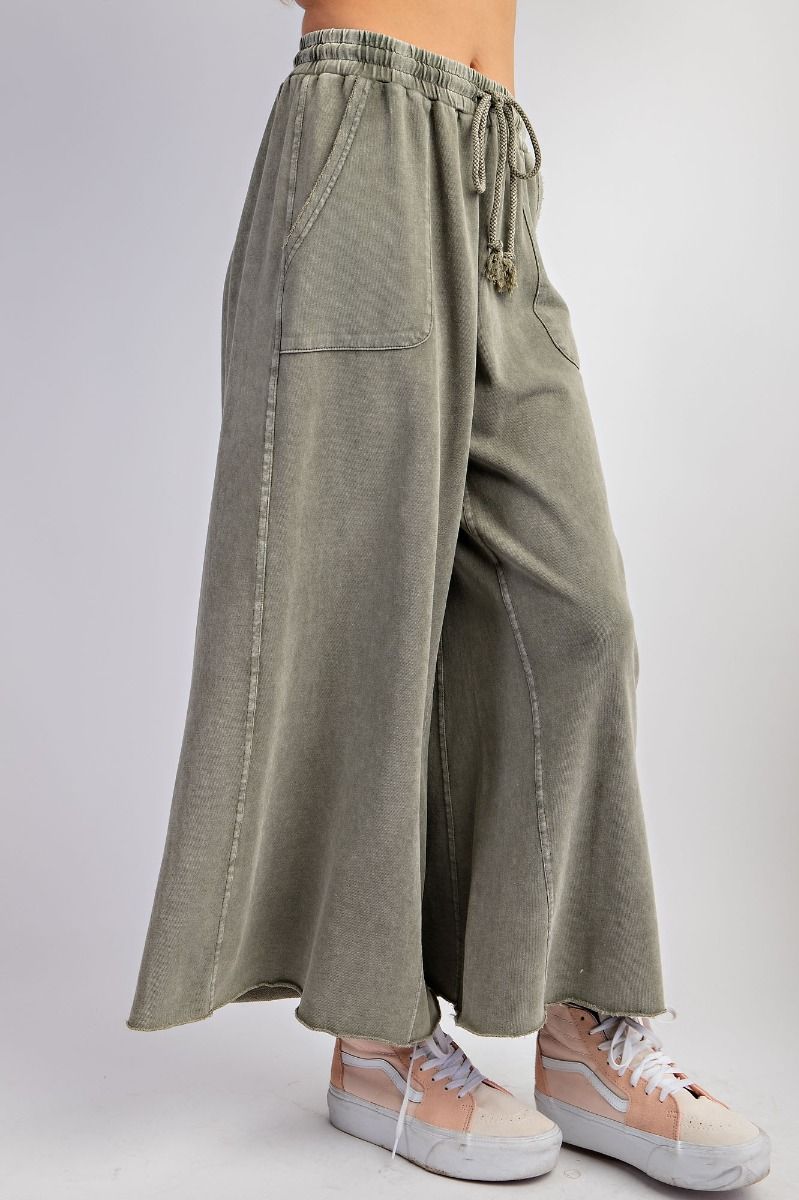 Easel Plus Washed Terry Knit Relaxed Silhouette Wide Pants