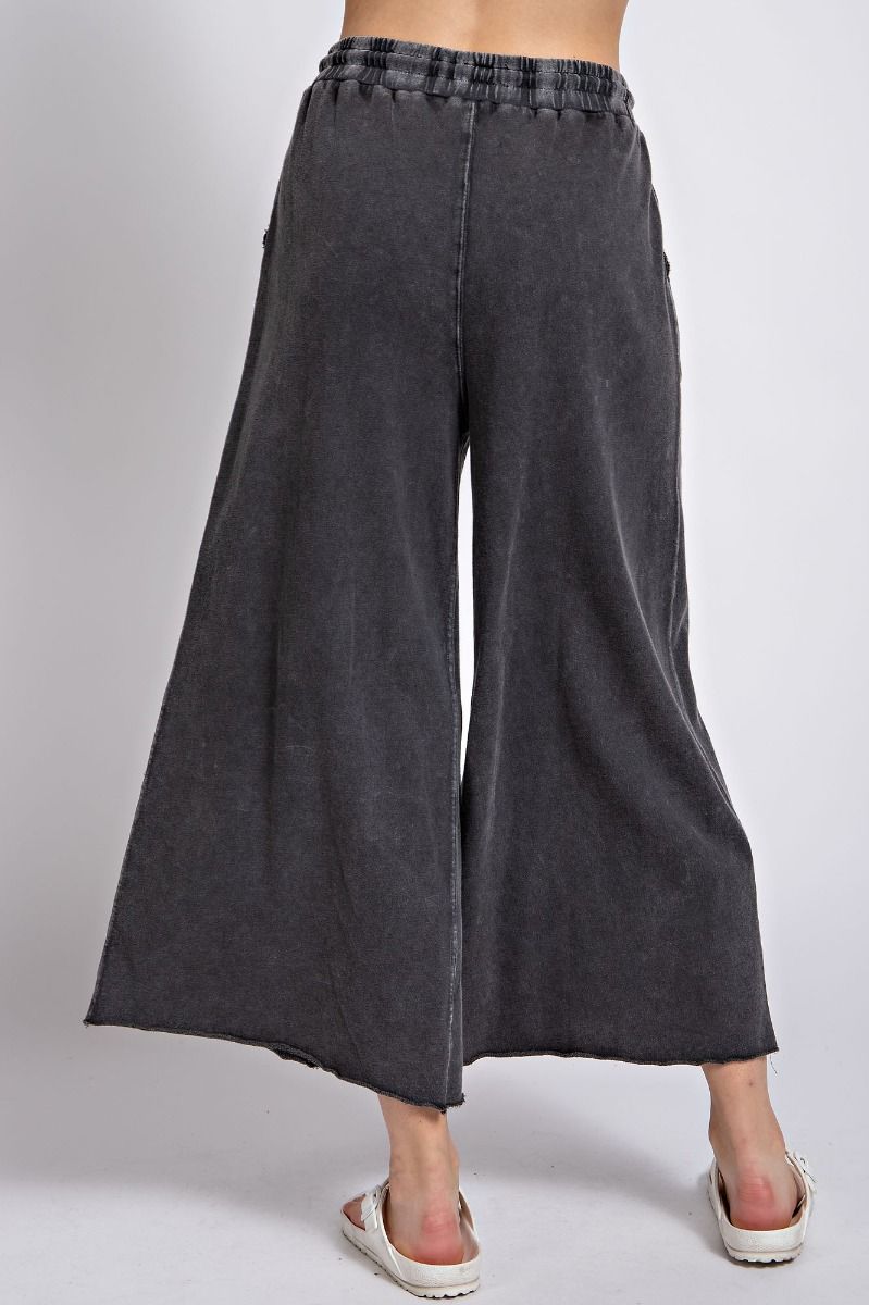 Easel Plus Washed Terry Knit Relaxed Silhouette Wide Pants