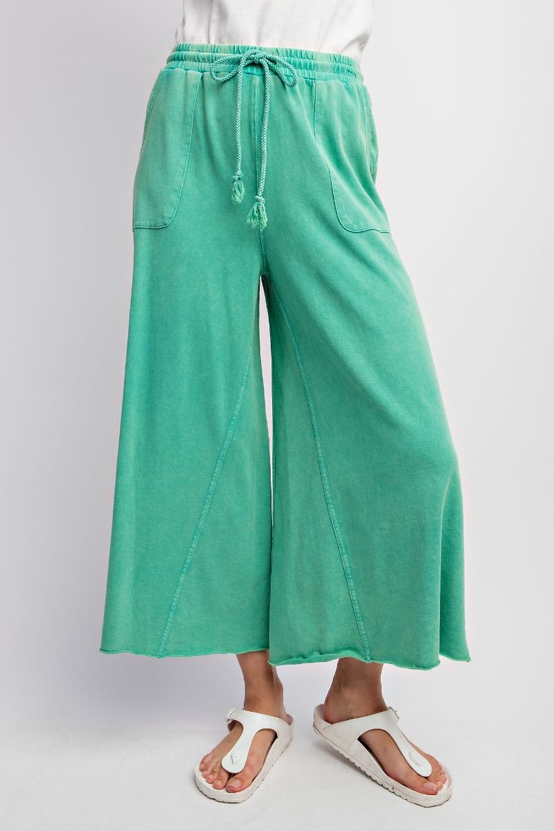 Easel Plus Washed Terry Knit Relaxed Silhouette Wide Pants