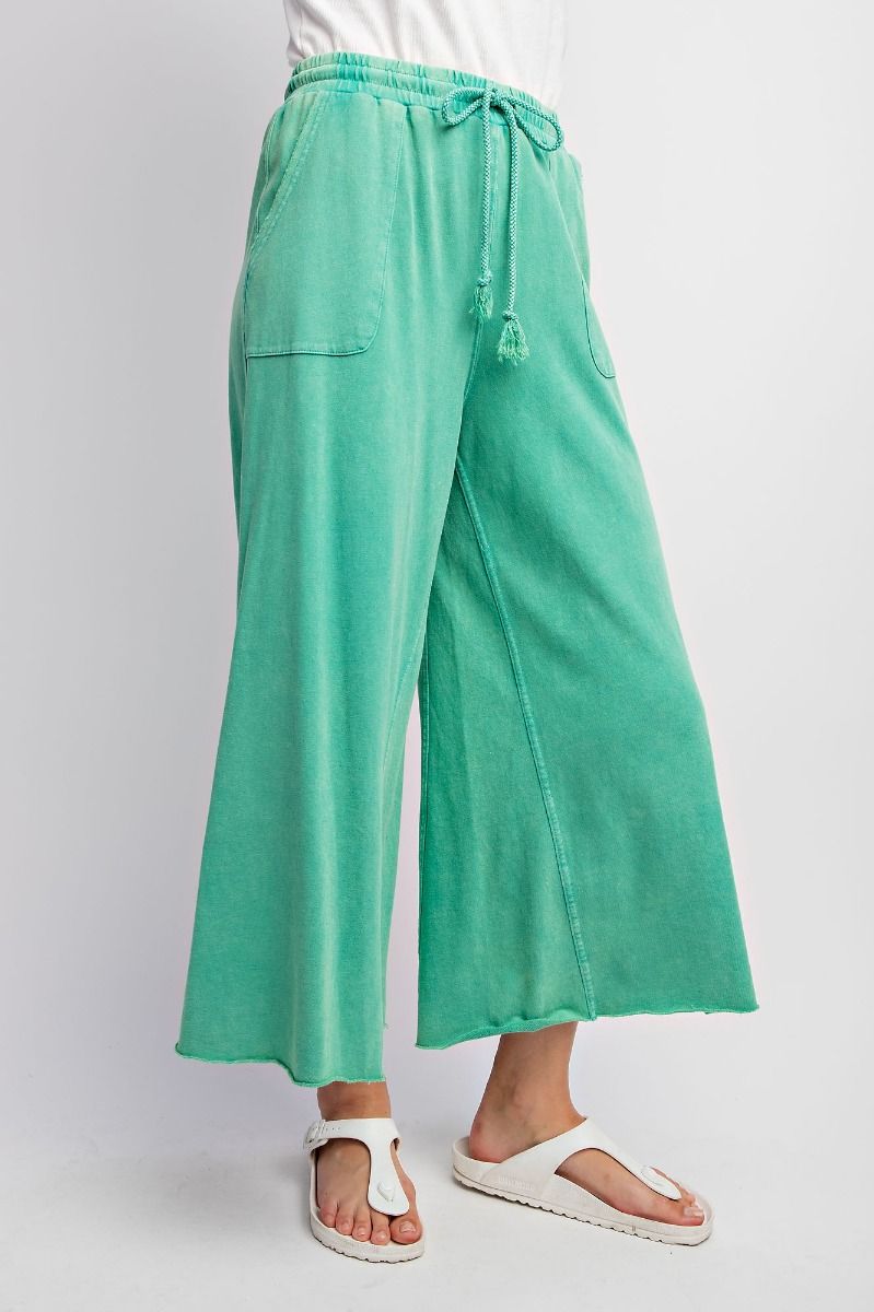 Easel Plus Washed Terry Knit Relaxed Silhouette Wide Pants