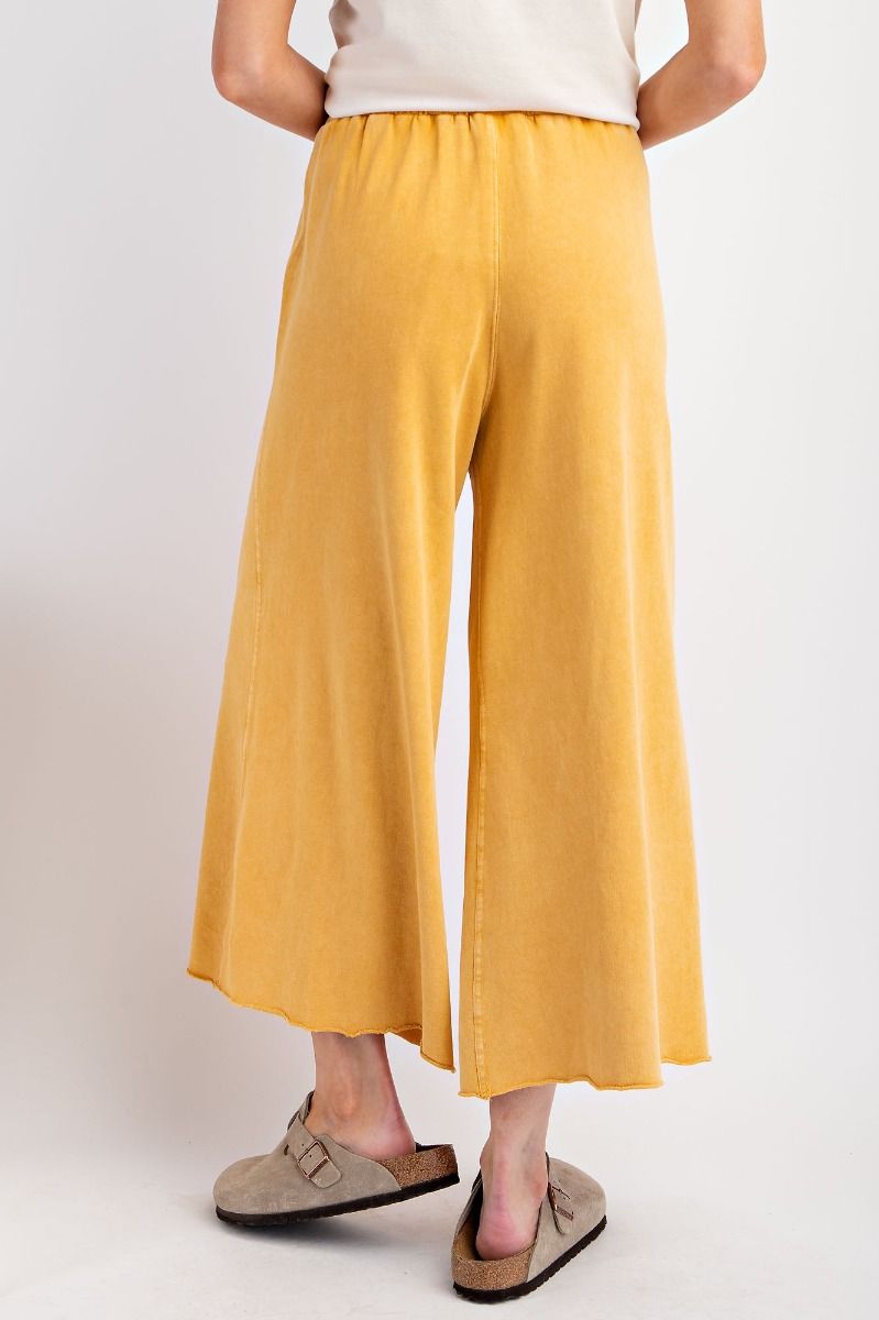 Easel Plus Washed Terry Knit Relaxed Silhouette Wide Pants