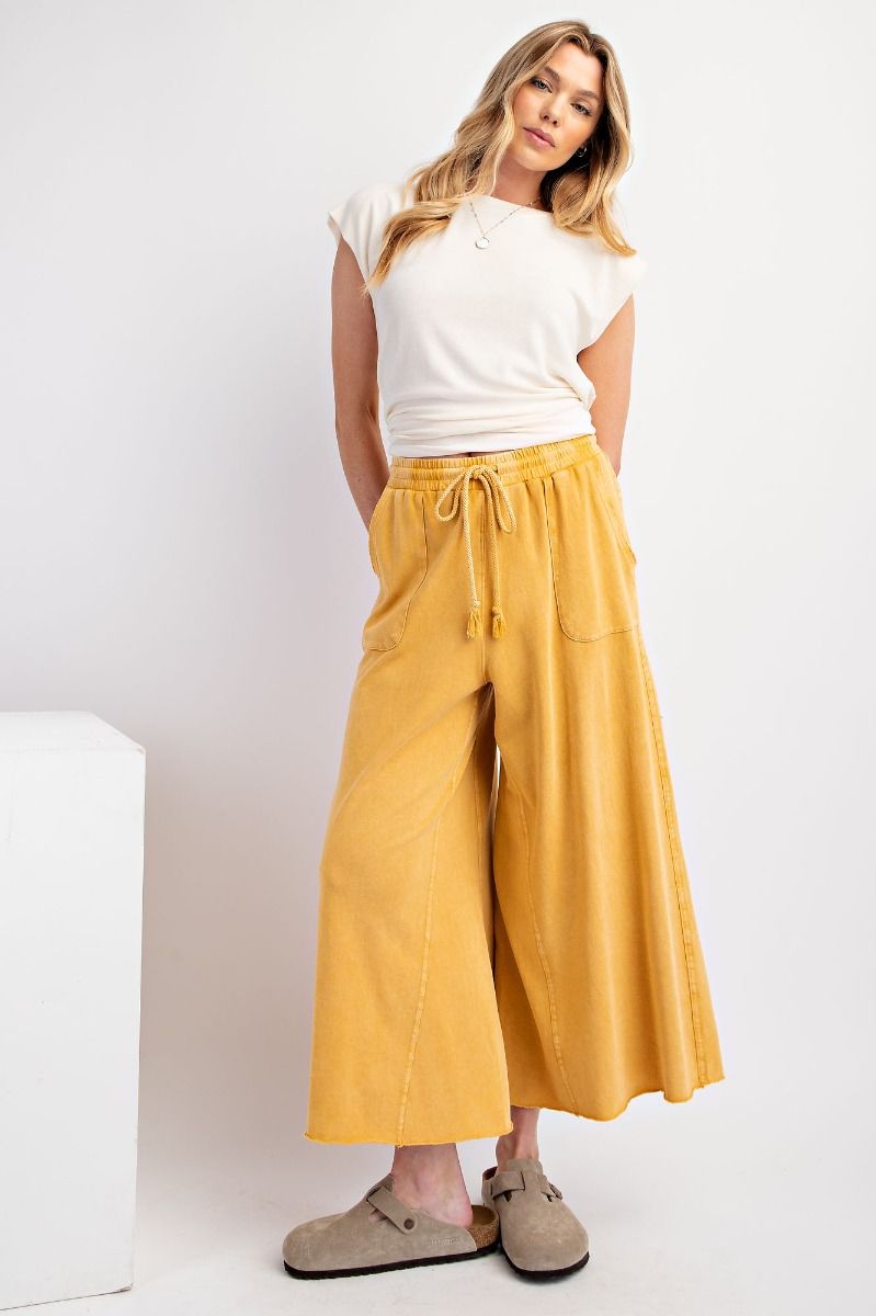 Easel Plus Washed Terry Knit Relaxed Silhouette Wide Pants