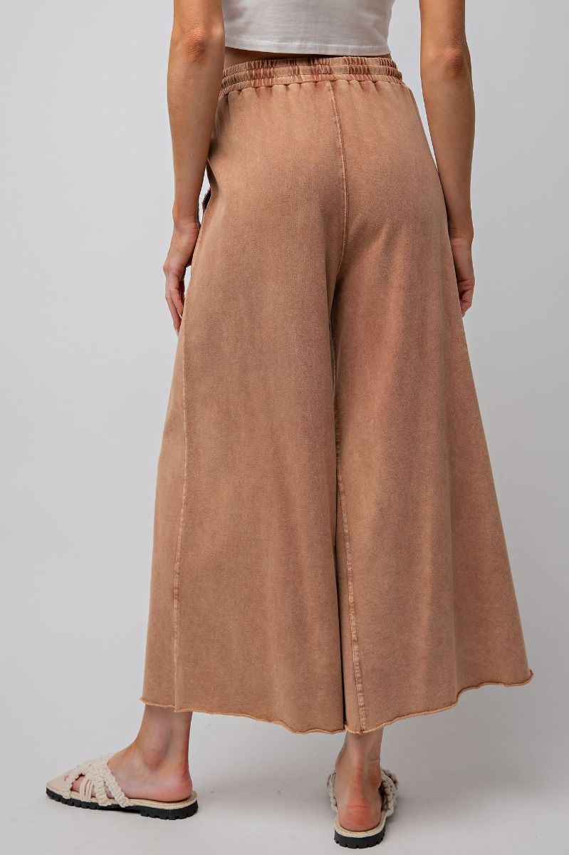 Easel Plus Washed Terry Knit Relaxed Silhouette Wide Pants