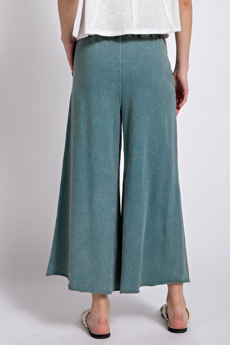 Easel Plus Washed Terry Knit Relaxed Silhouette Wide Pants