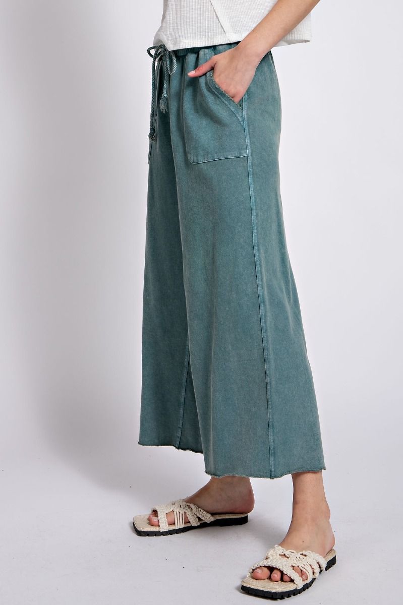 Easel Plus Washed Terry Knit Relaxed Silhouette Wide Pants