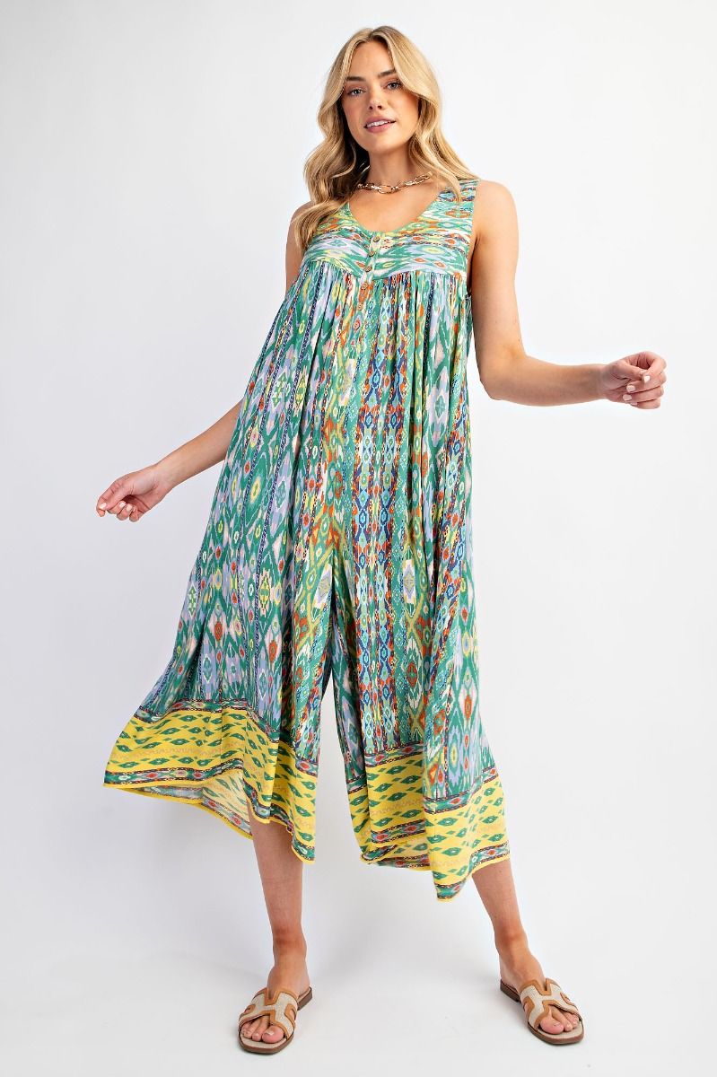 Easel Plus Ethnic Border Printed Challis Wide Leg Pants