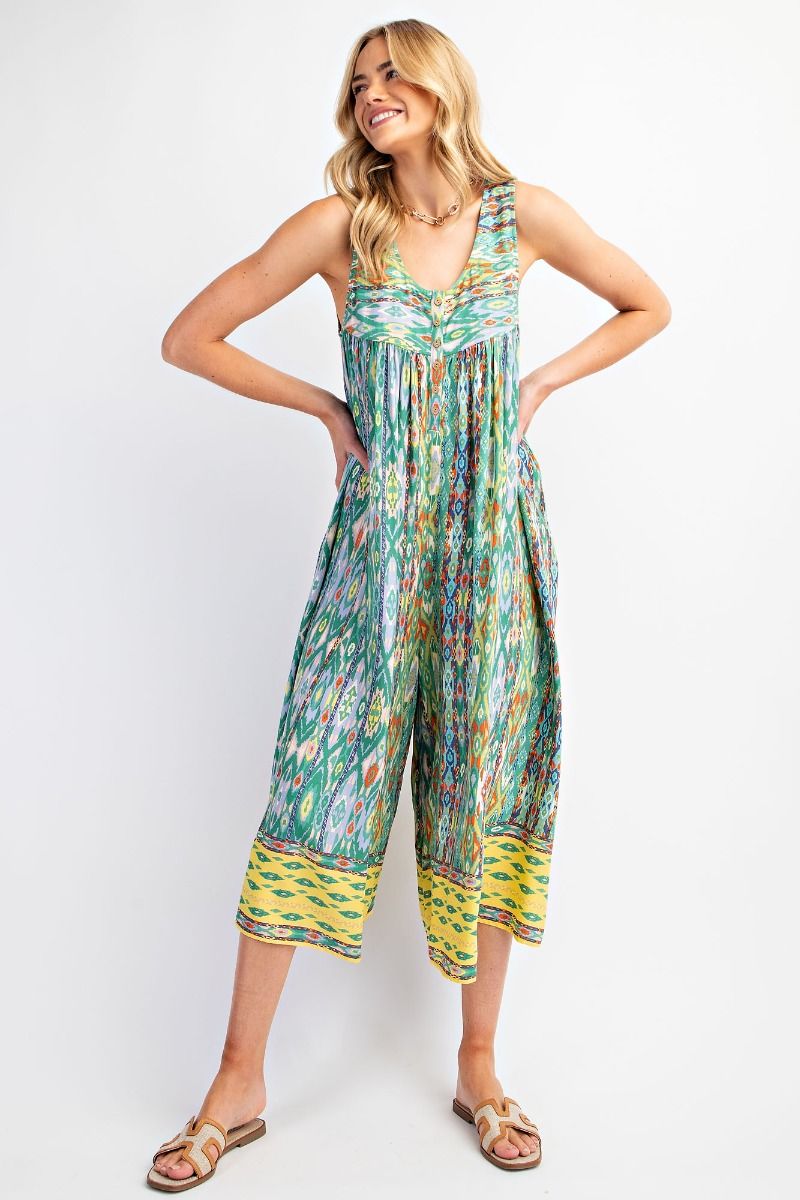 Easel Plus Ethnic Border Printed Challis Wide Leg Pants