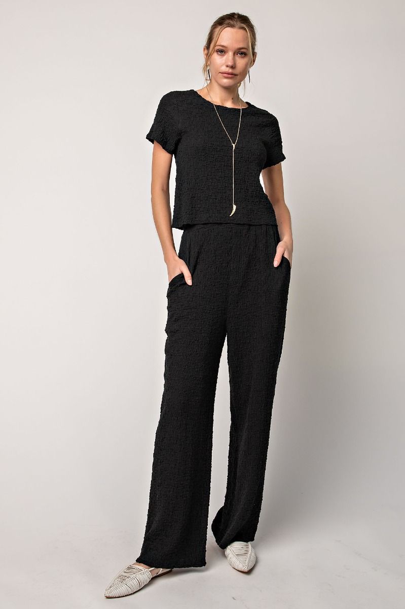 Easel Plus Textured Elasticized Waist Relaxed Pants