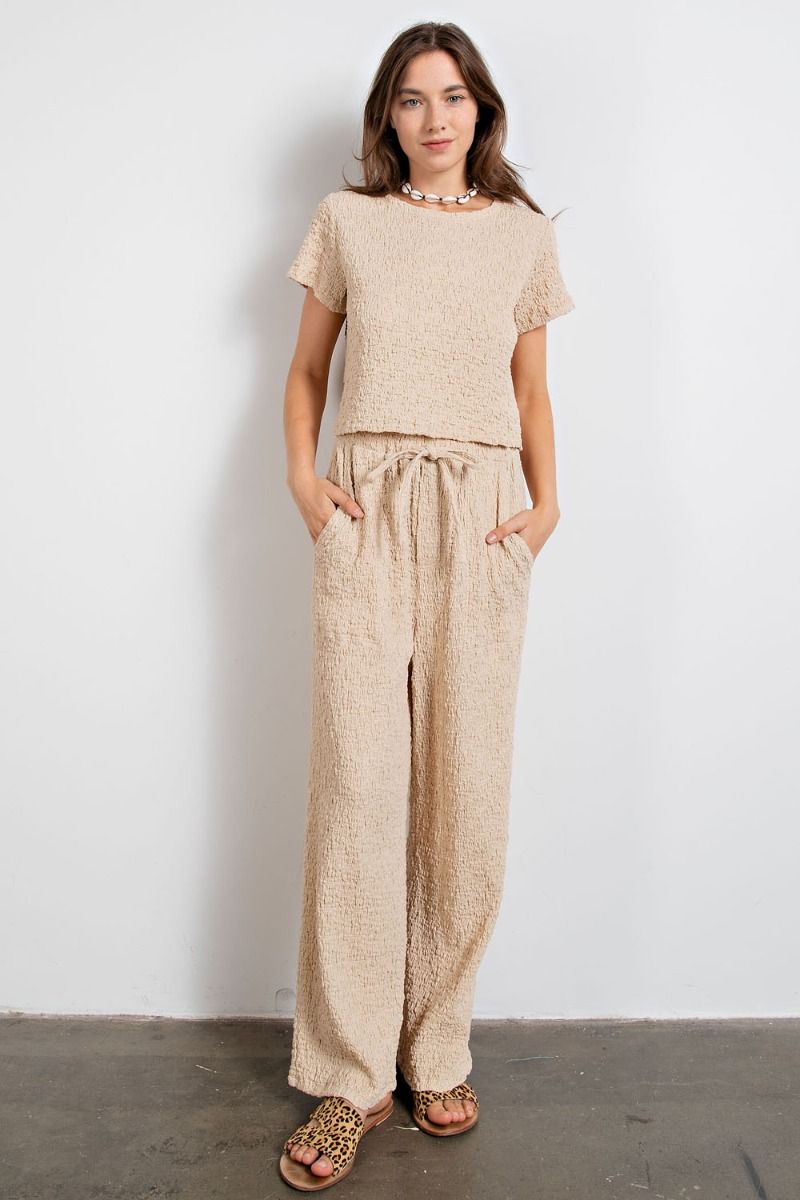 Easel Plus Textured Elasticized Waist Relaxed Pants
