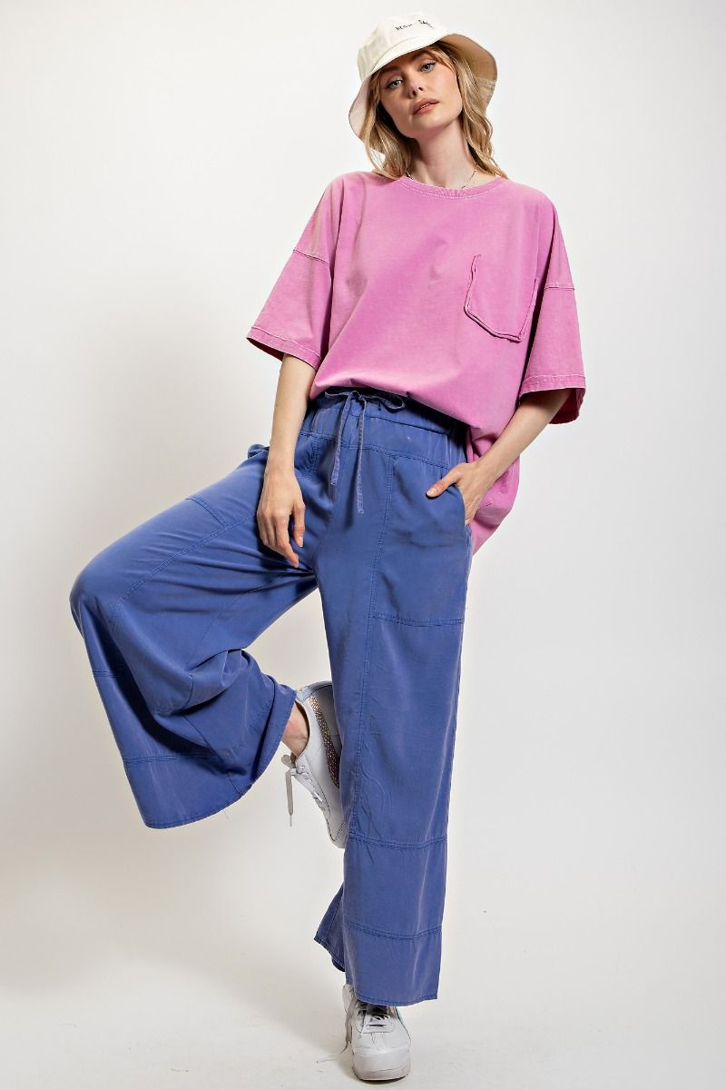 Easel Plus Washed Challis Wide Legs Pants