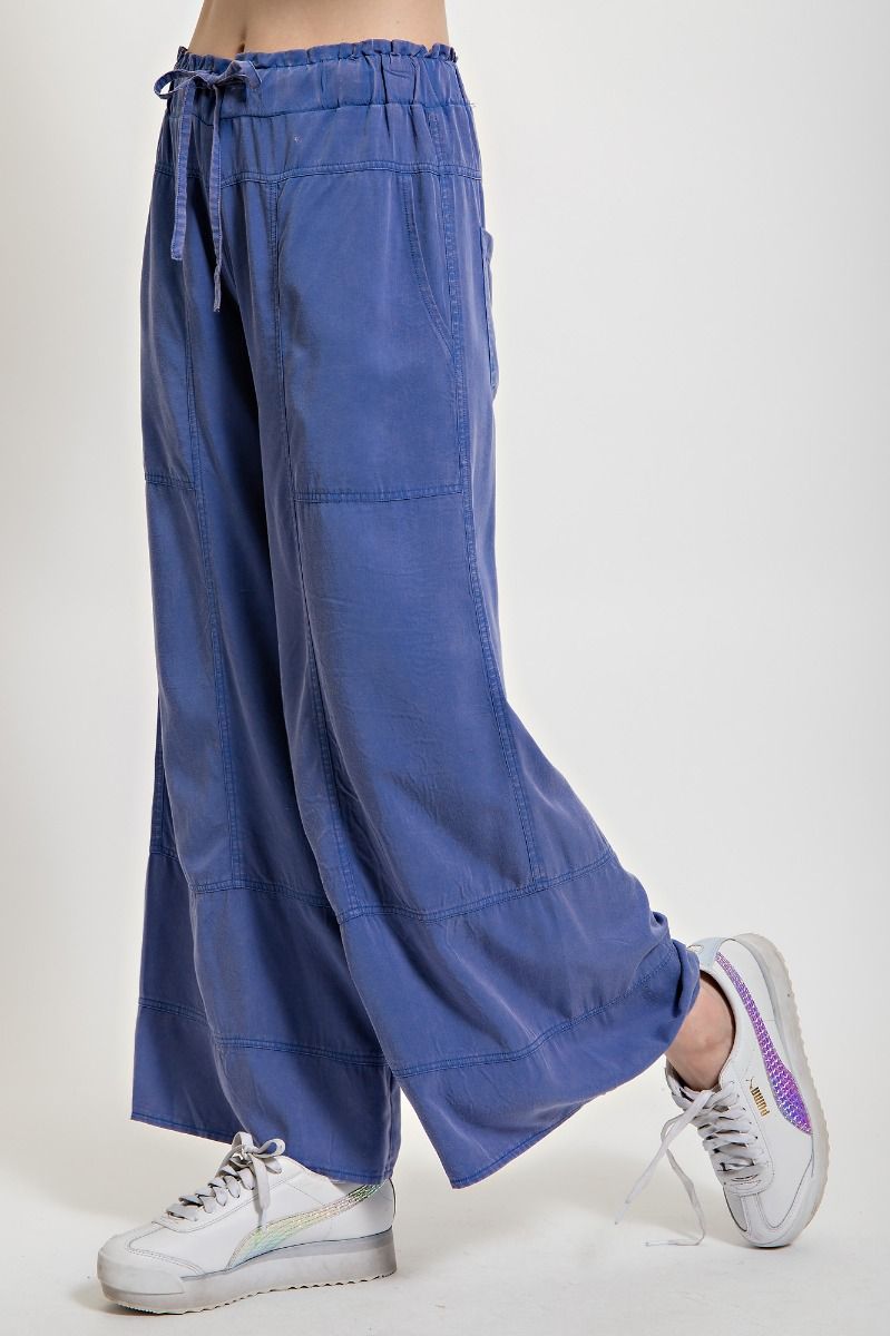 Easel Plus Washed Challis Wide Legs Pants