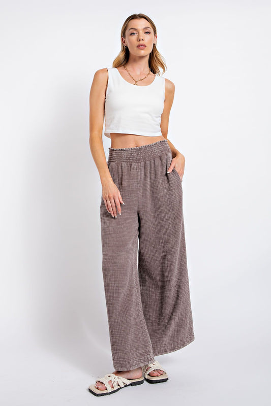 Easel Plus Mineral Washed Relaxed Cotton Gauze Pants
