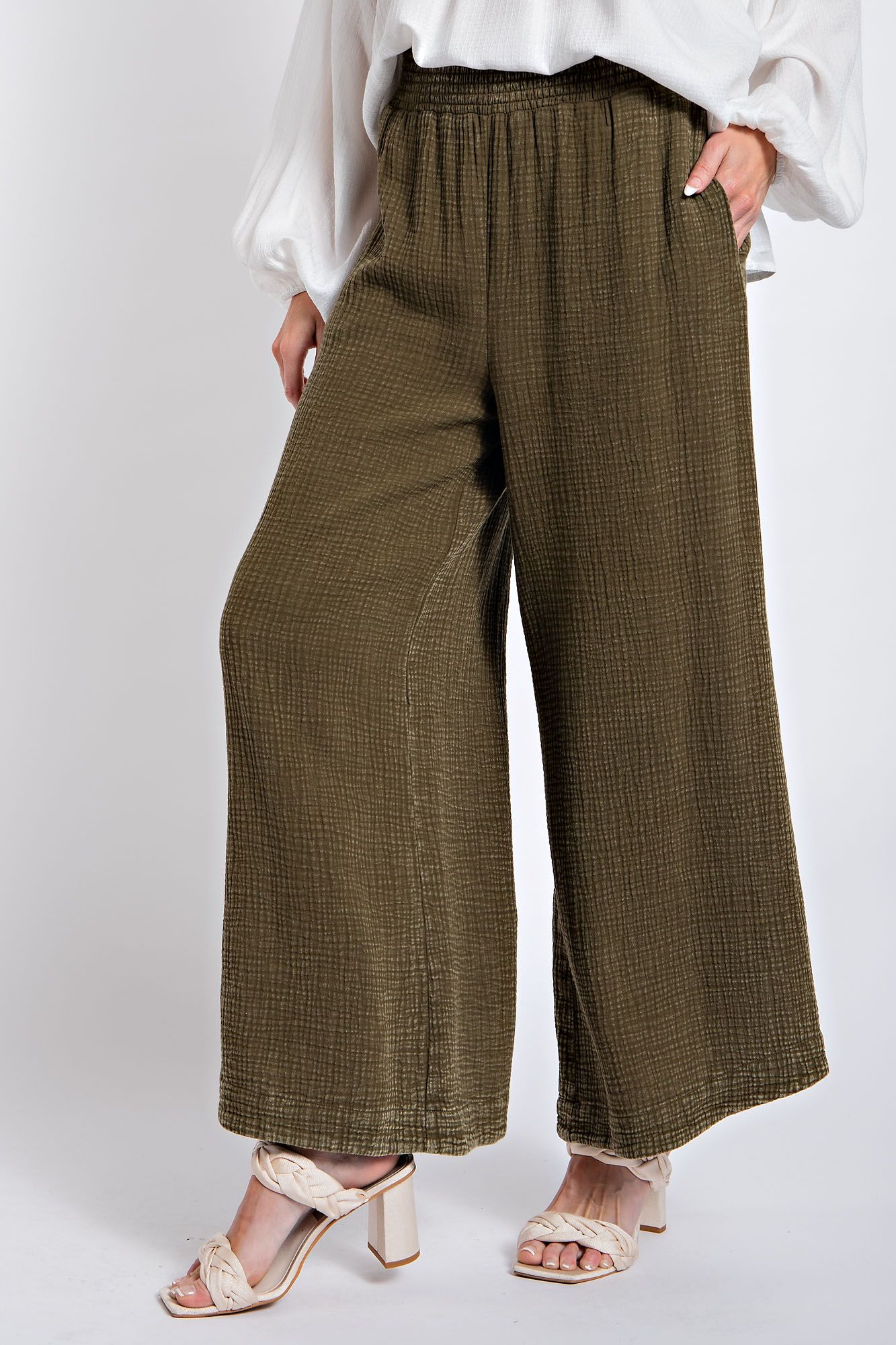 Easel Plus Mineral Washed Relaxed Cotton Gauze Pants