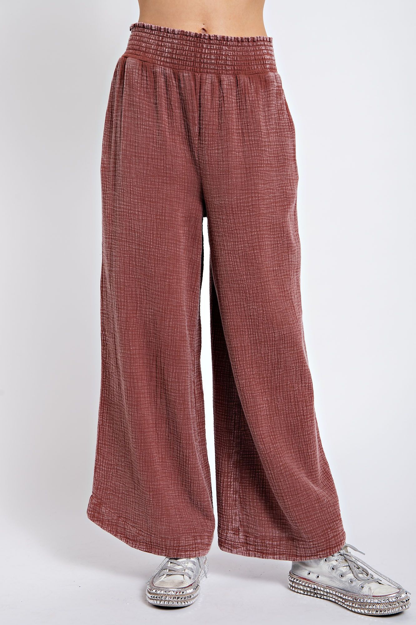 Easel Plus Mineral Washed Relaxed Cotton Gauze Pants