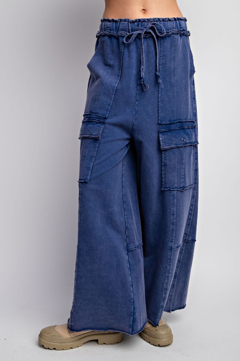 Easel Plus Mineral Washed Terry Knit Cargo Sweatpants Pants