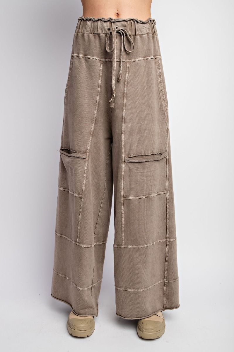 Easel Plus Washed Terry Knit Cargo Sweatpants Pants