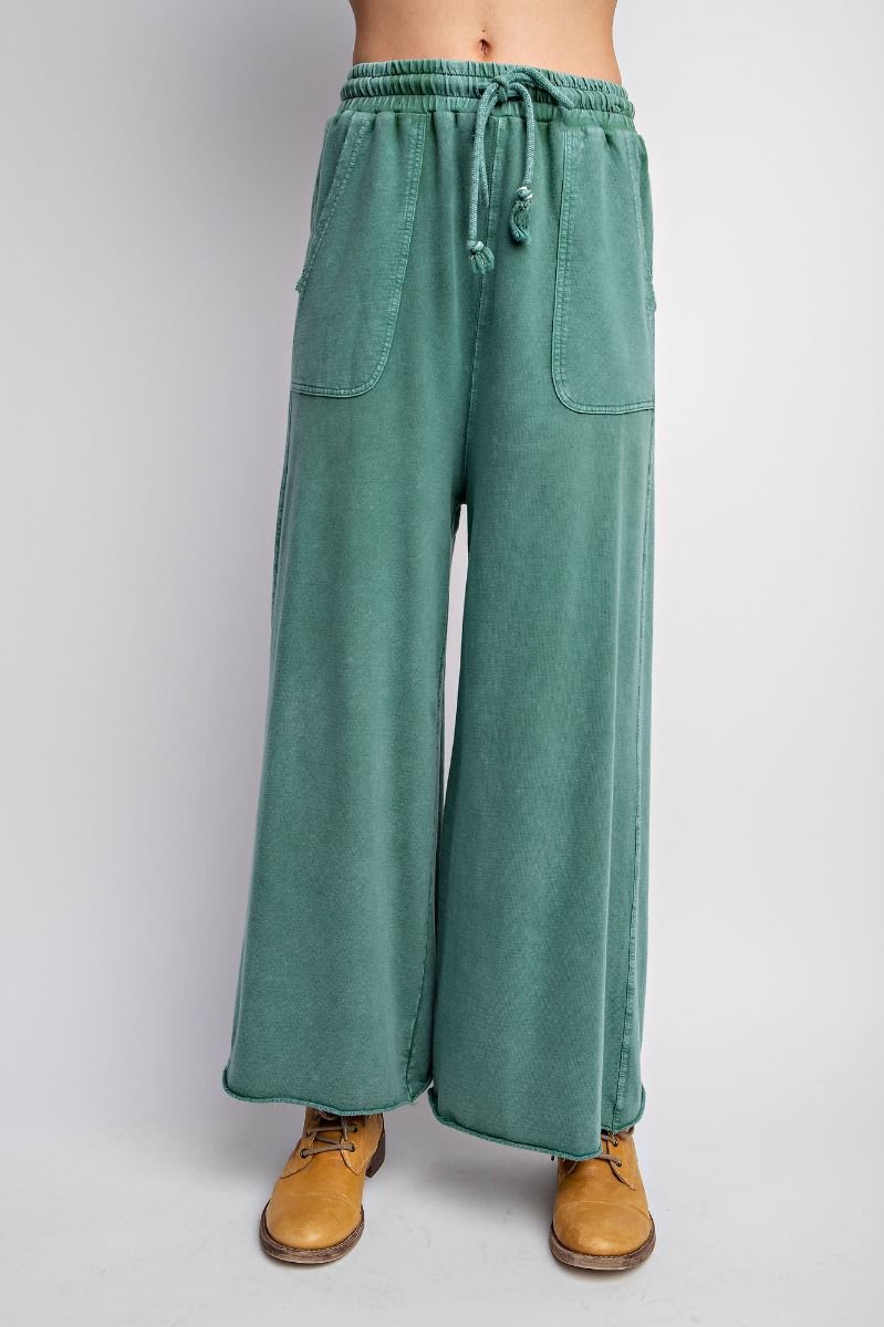 Easel Plus Washed Terry Knit Wide Sweat Pants