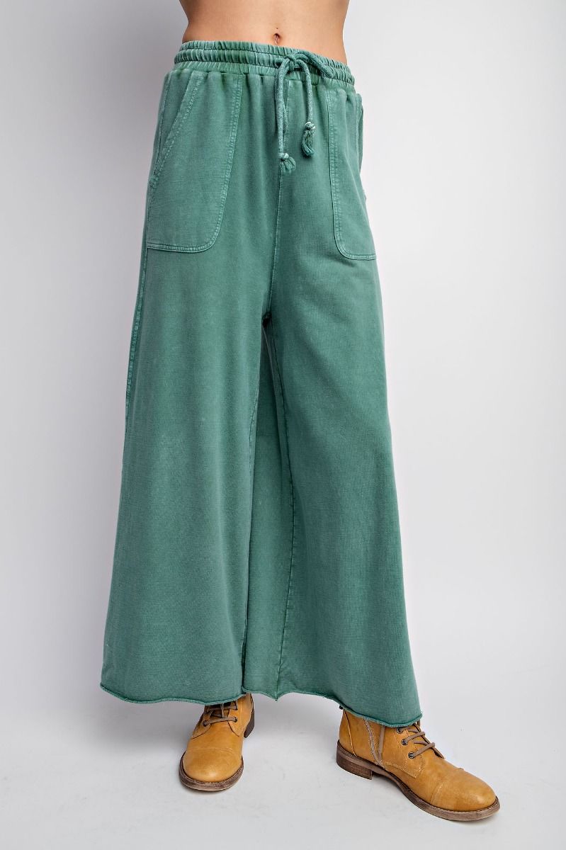Easel Plus Washed Terry Knit Wide Sweat Pants