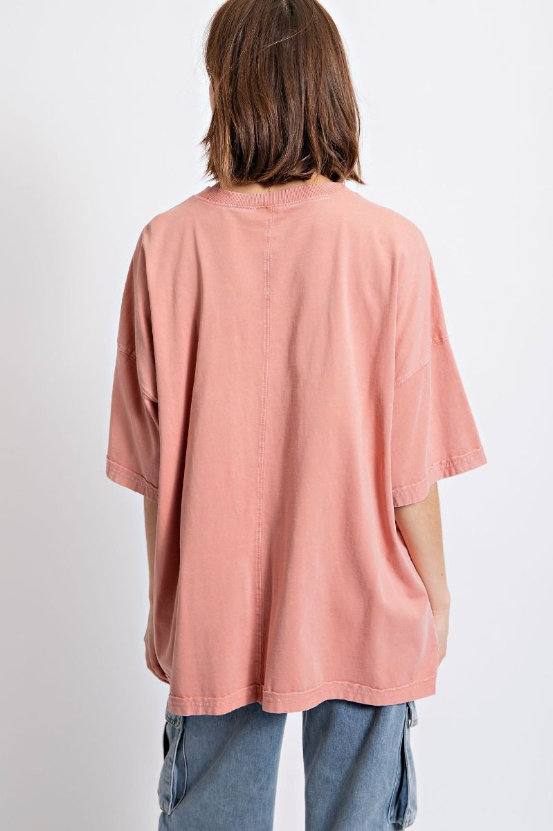 Easel Plus Mineral Washed Cotton Jersey Boxy Tunic Tops