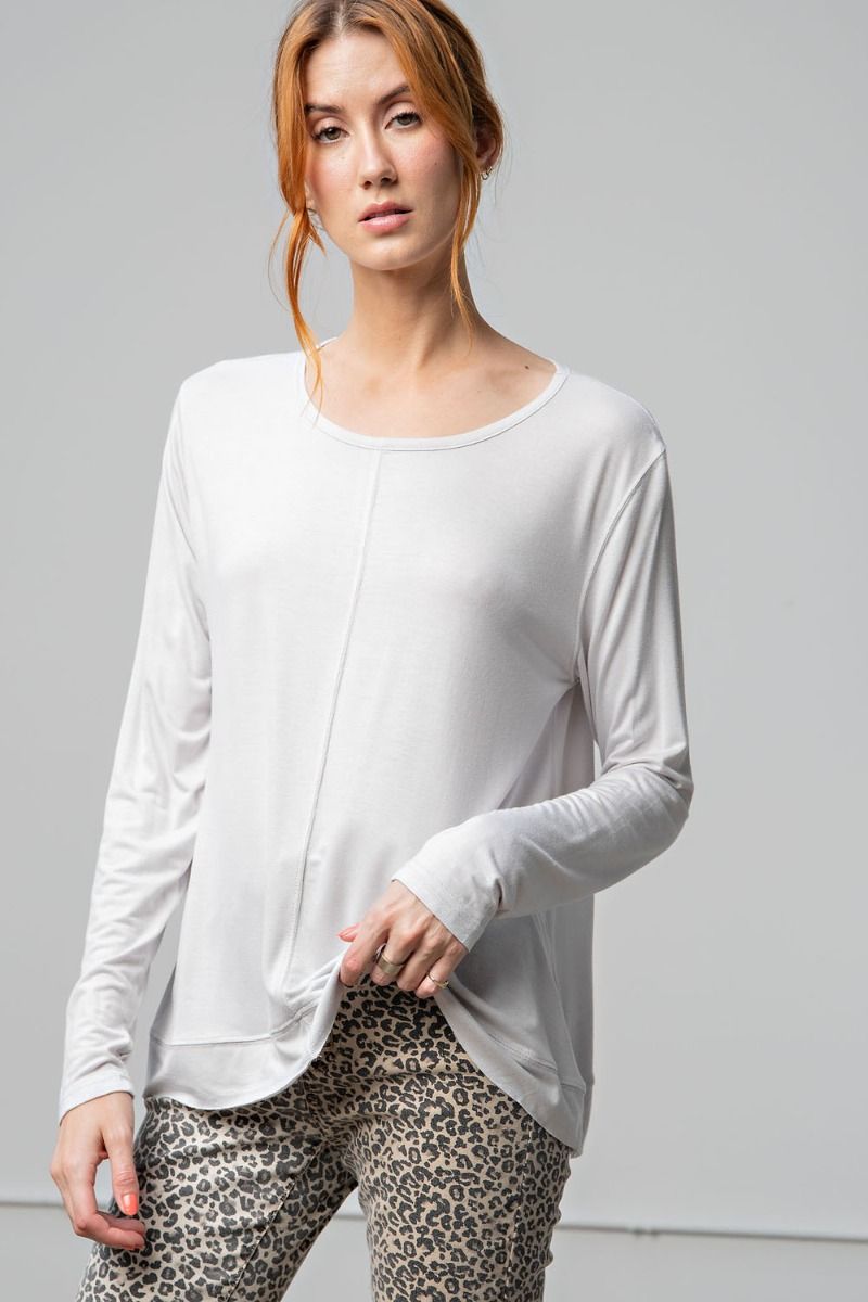 Easel Plus Long Sleeves Boxy Knit Loose Fit Tops