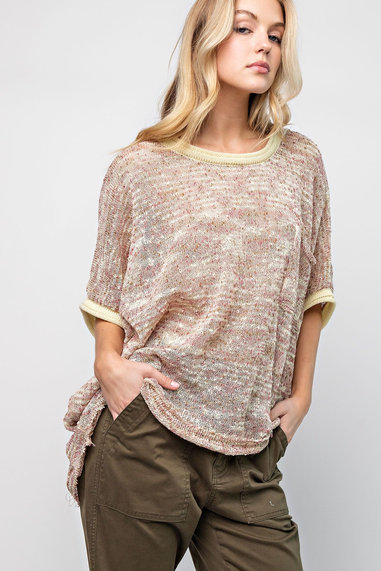 Easel Plus Multi Color Dolman Sleeves Thin Sweater Tops