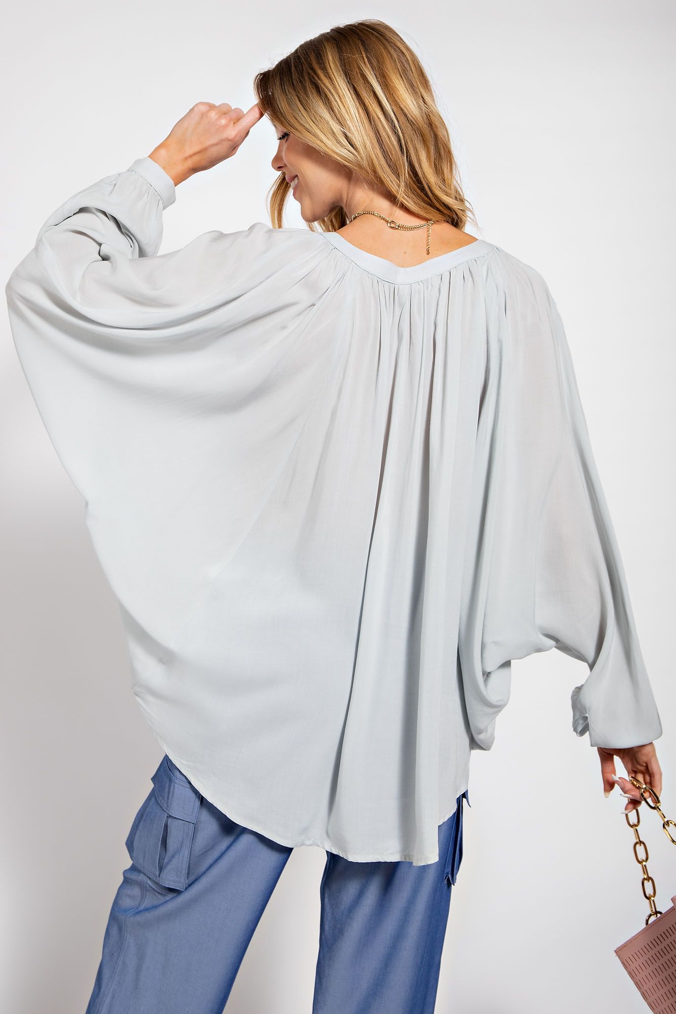 Easel Plus Challis Oversized Dolman Sleeves Woven Tops