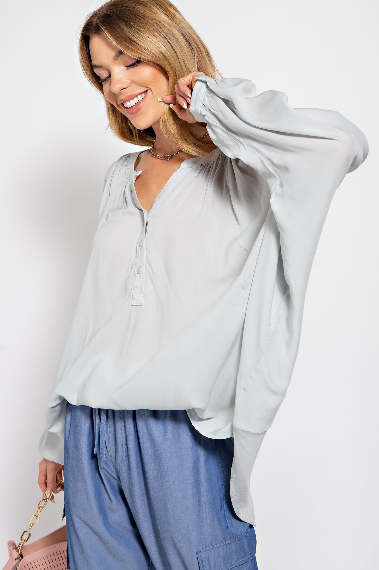 Easel Plus Challis Oversized Dolman Sleeves Woven Tops