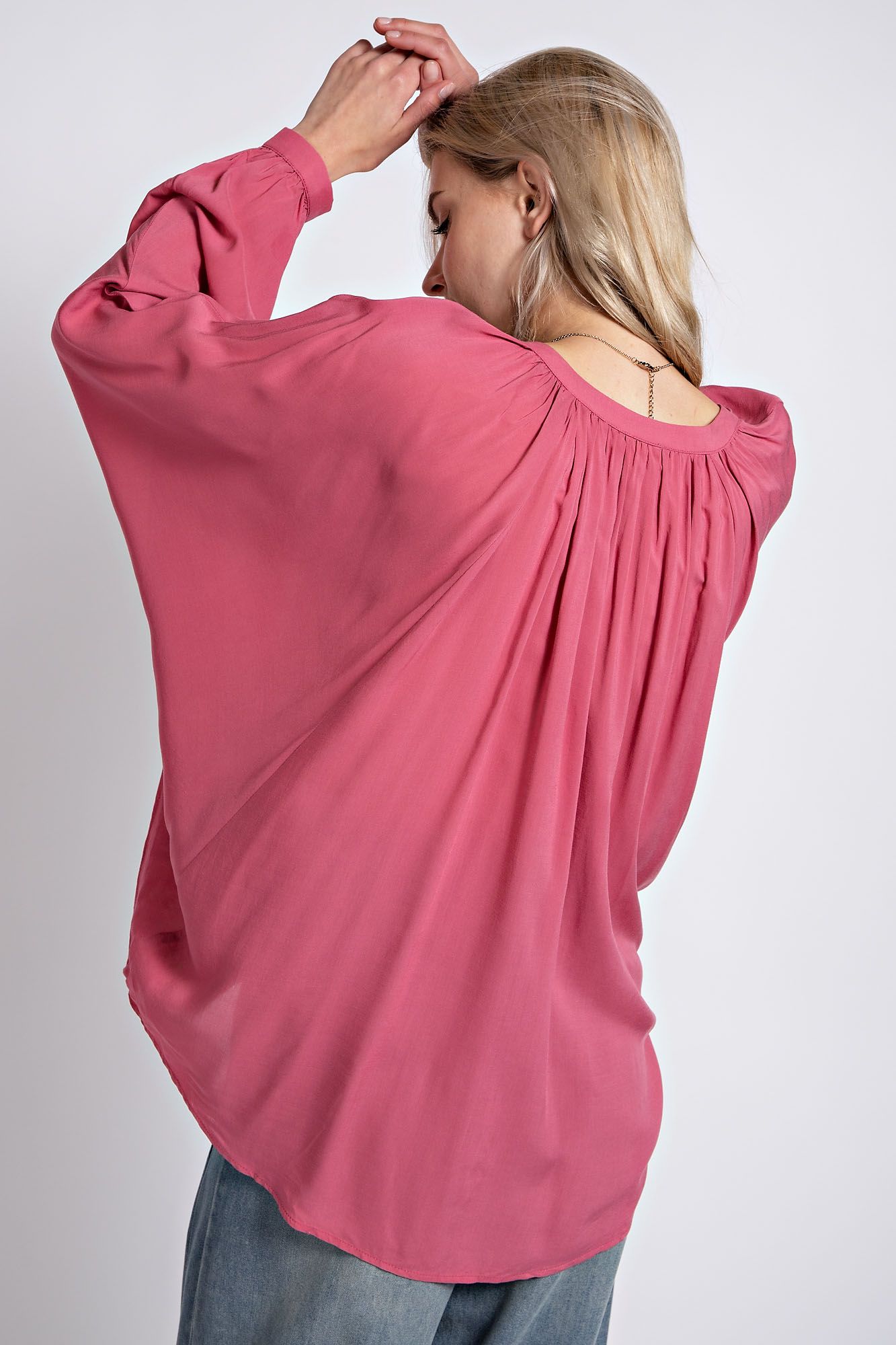 Easel Plus Challis Oversized Dolman Sleeves Woven Tops