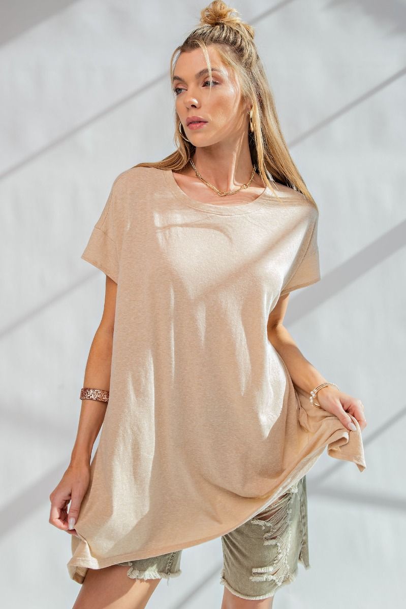 Easel Plus Cotton Melange Oversized Tunic Tops