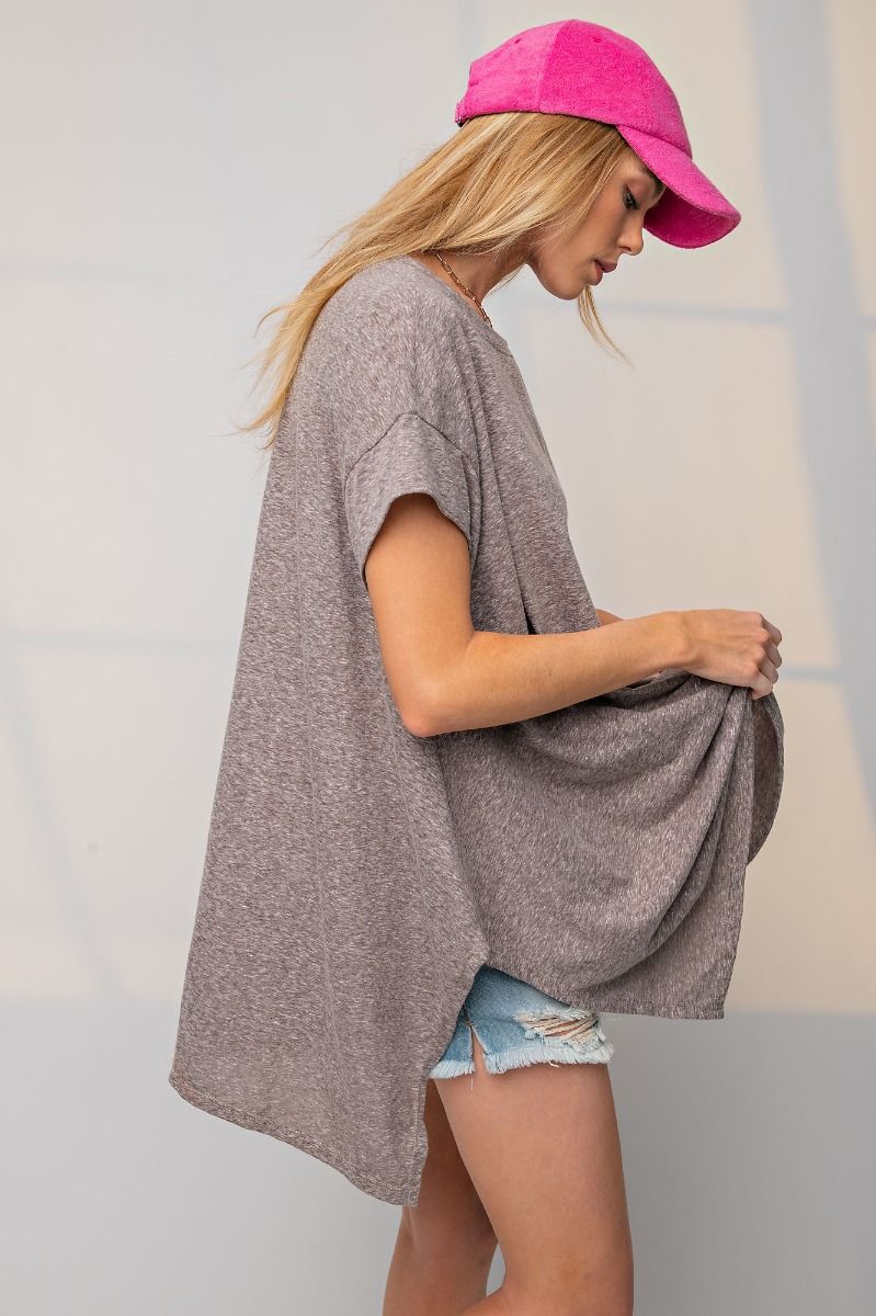 Easel Plus Cotton Melange Oversized Tunic Tops