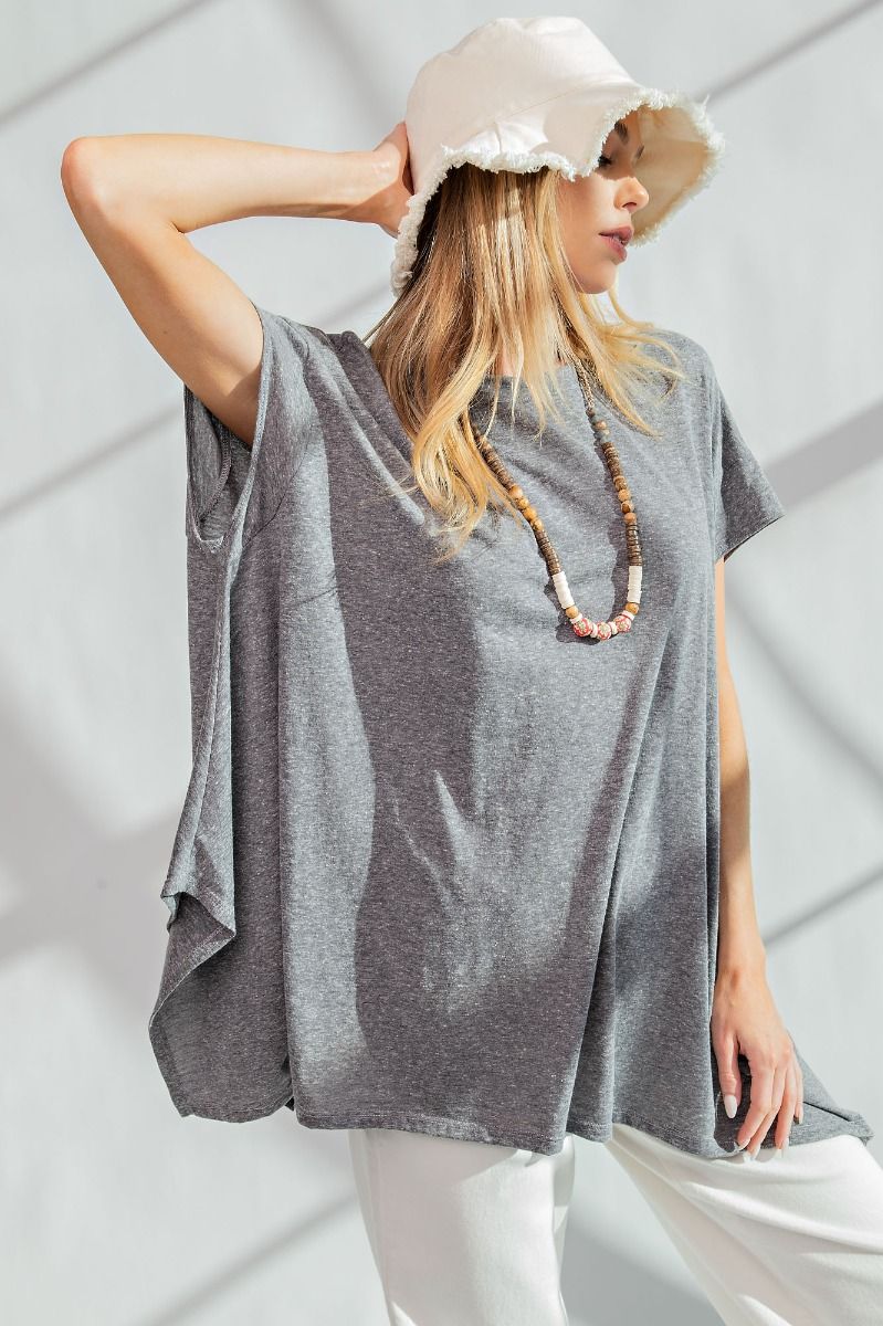 Easel Plus Cotton Melange Oversized Tunic Tops