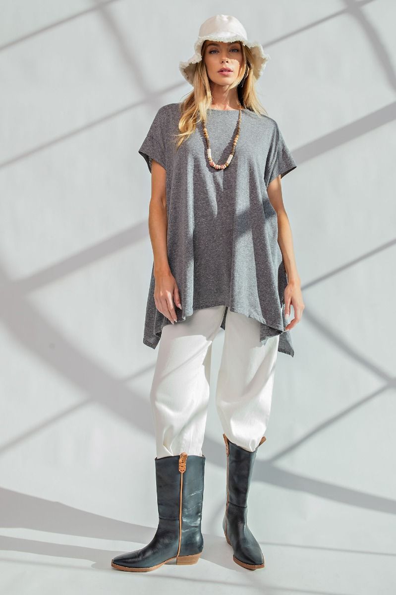 Easel Plus Cotton Melange Oversized Tunic Tops