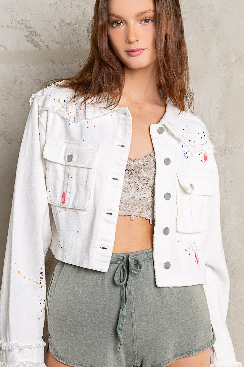 POL Utility Chest Pockets Button Down Cropped Jacket - Roulhac Fashion Boutique