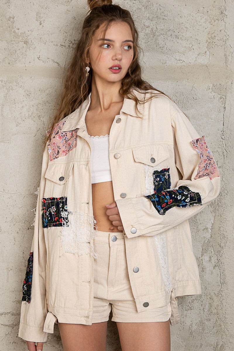 POL Oversize Contrast Patch Detail Button Down Shirt Jacket - Roulhac Fashion Boutique