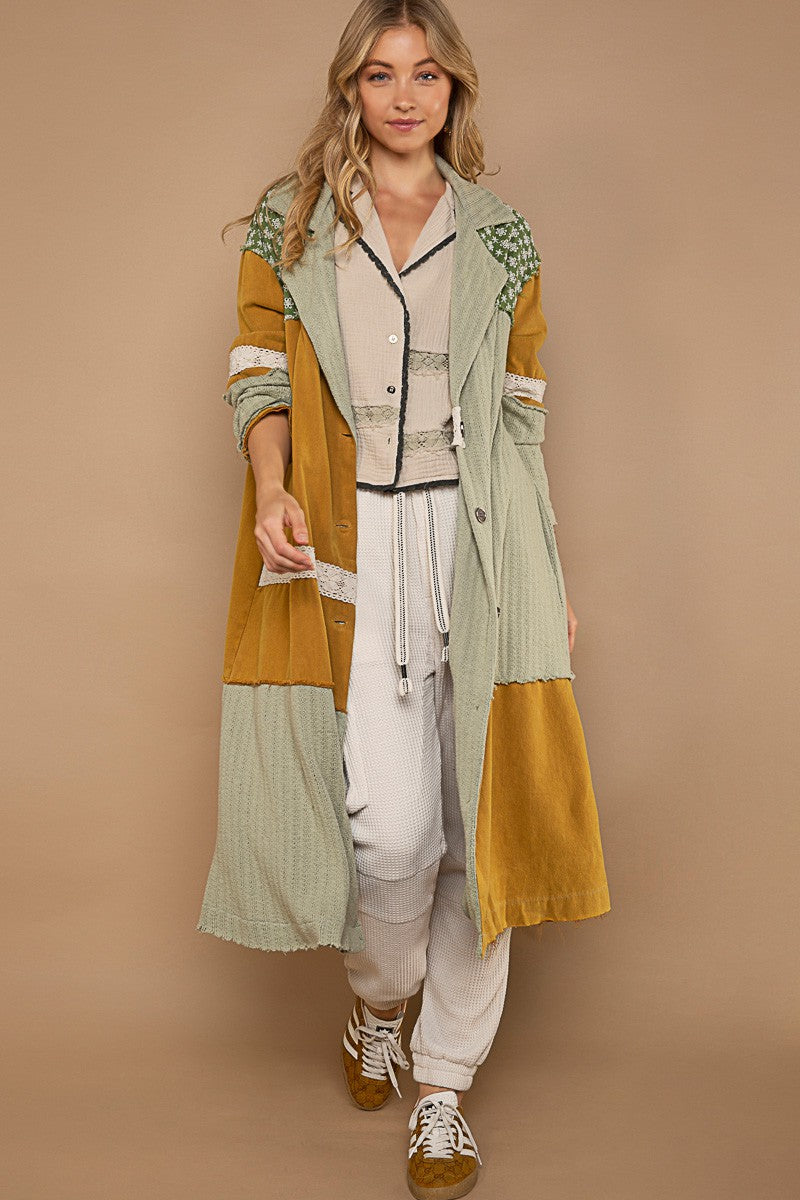 POL Color Block Garment Button Down Tunic Jacket - Roulhac Fashion Boutique