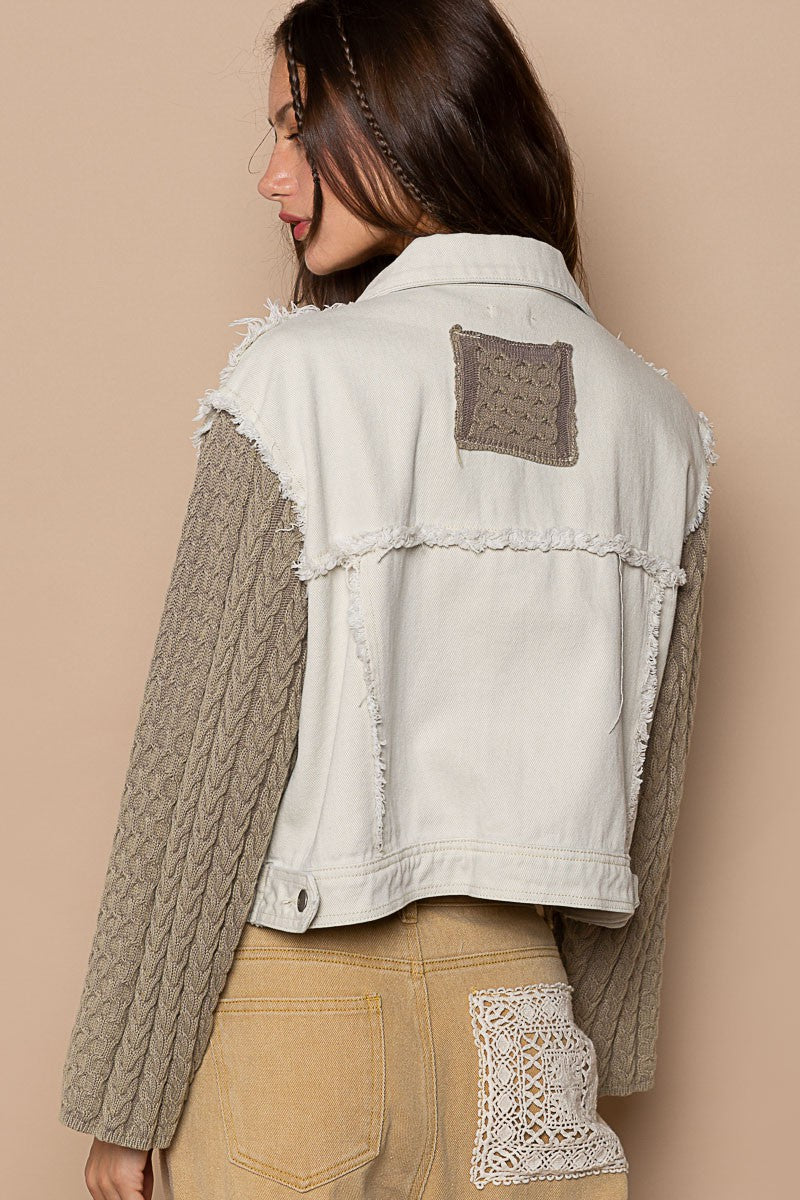 POL Button Down Raglan Sleeve Front Out Seam Pocket Vintage Jacket - Roulhac Fashion Boutique