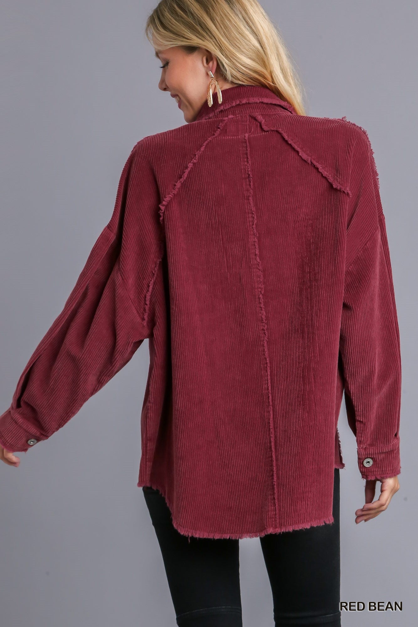 Umgee Stone Wash Chest Pocket Collar Button Down Hem Jacket - Roulhac Fashion Boutique
