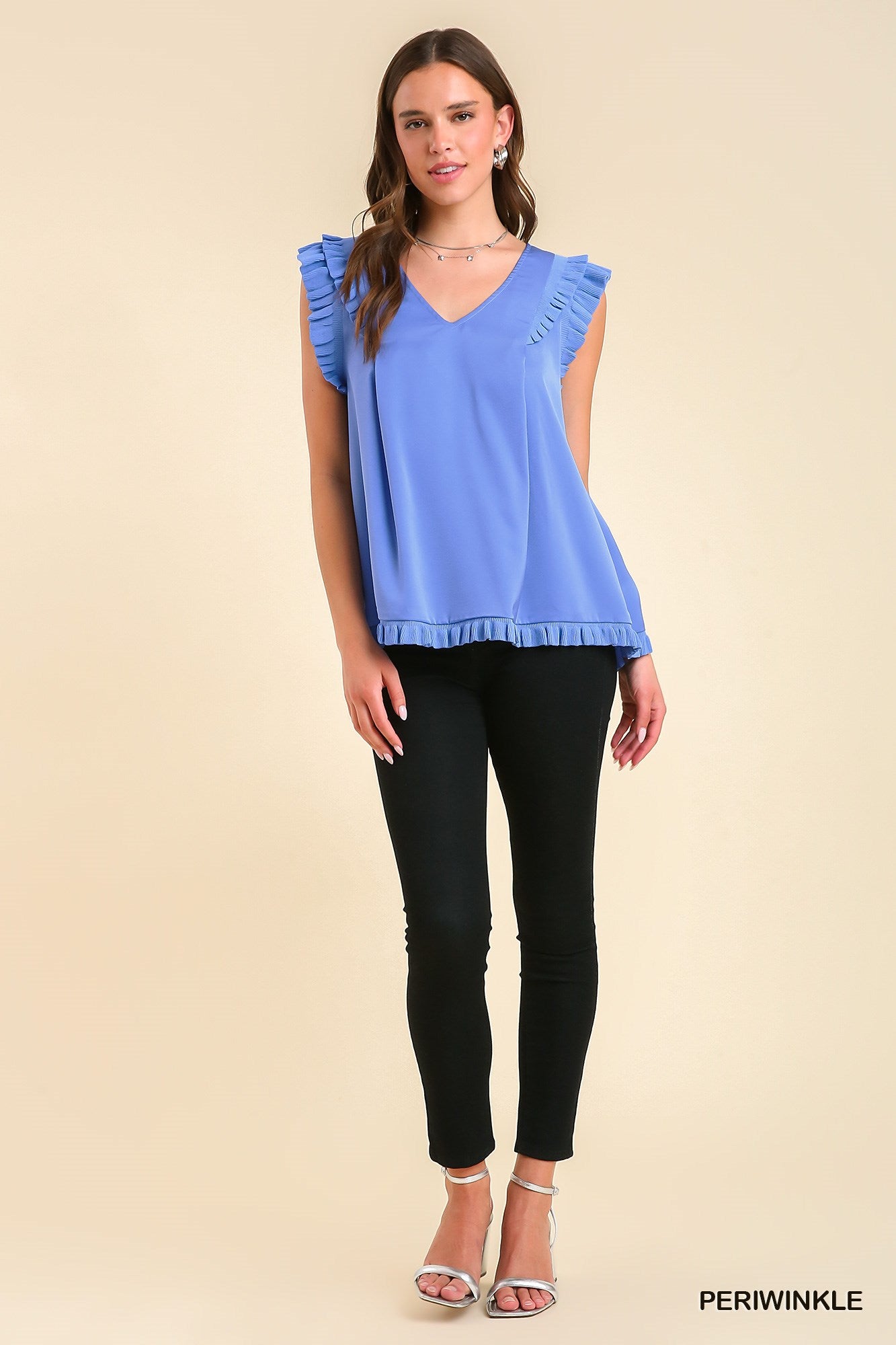 Umgee Woven & Jersey Mixed Media Double Ruffle Layered Sleeves Top - Roulhac Fashion Boutique