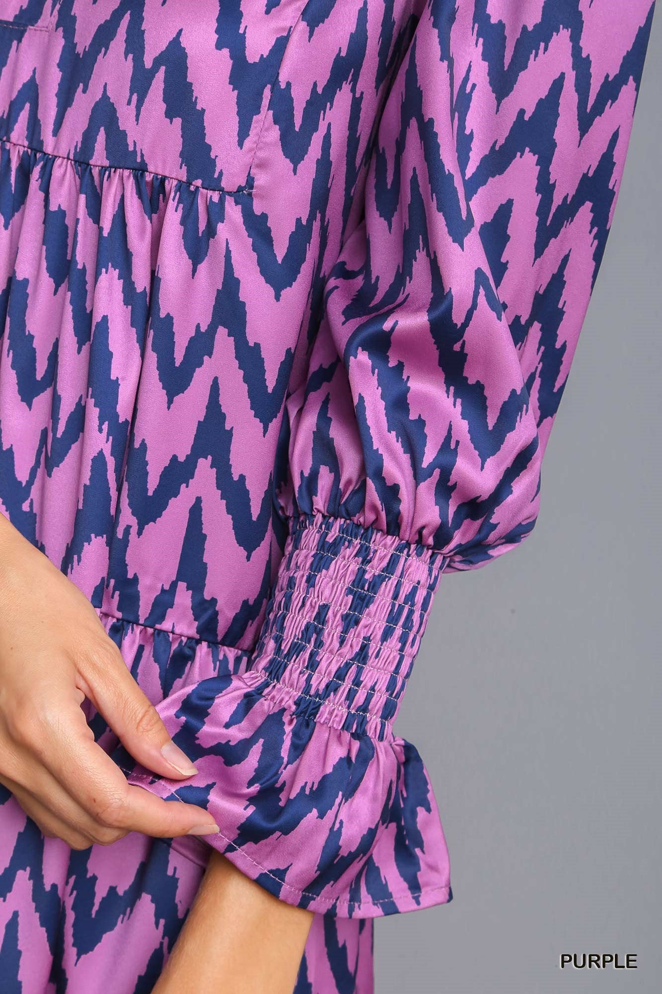 Umgee Hot Chevron Tiered Long Sleeve Ruffle Print Mini Dress - Roulhac Fashion Boutique