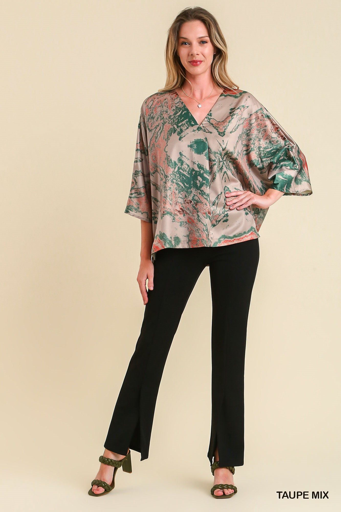 Umgee Mix Marble Print Batwing High Low Hem Top - Roulhac Fashion Boutique