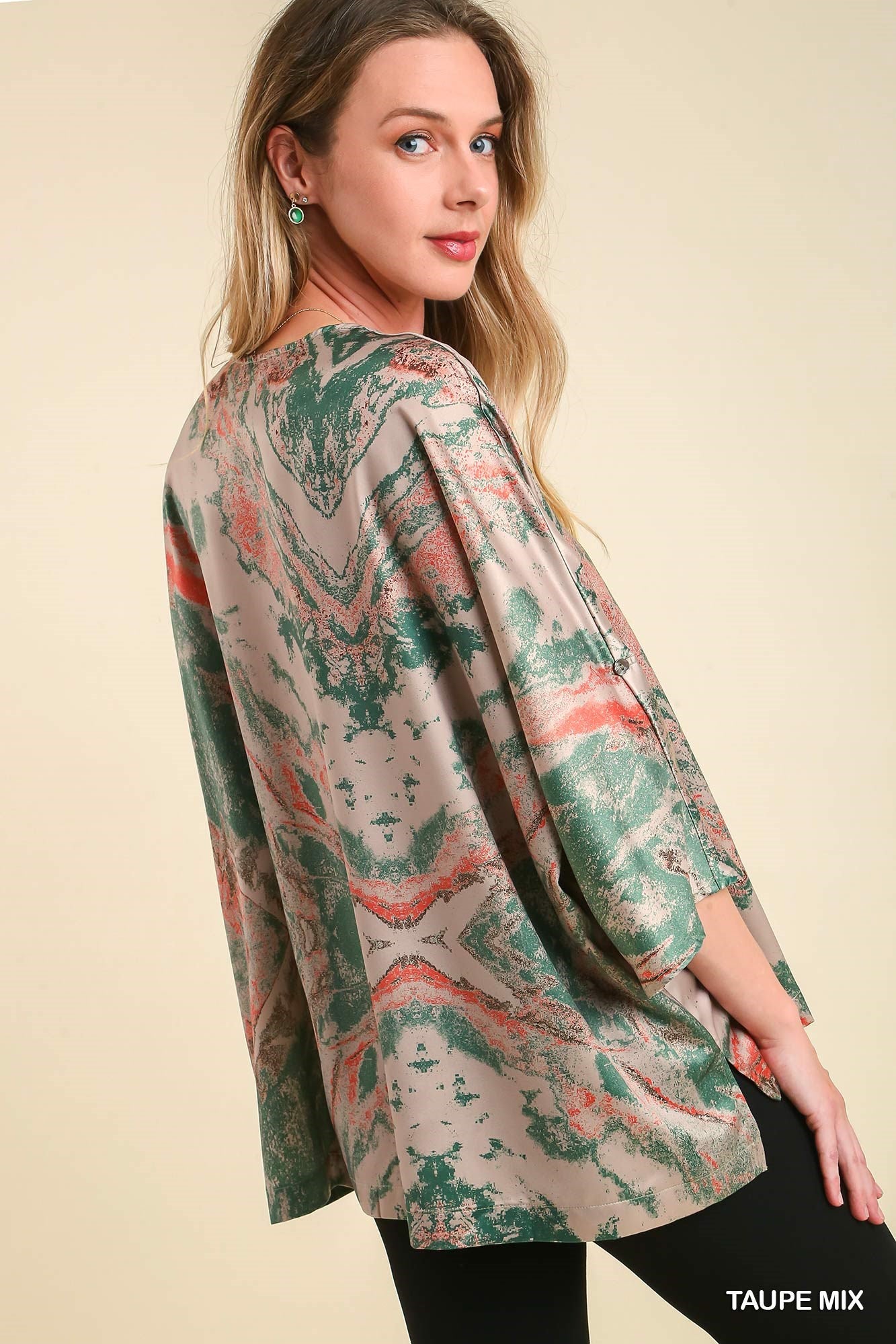 Umgee Mix Marble Print Batwing High Low Hem Top - Roulhac Fashion Boutique