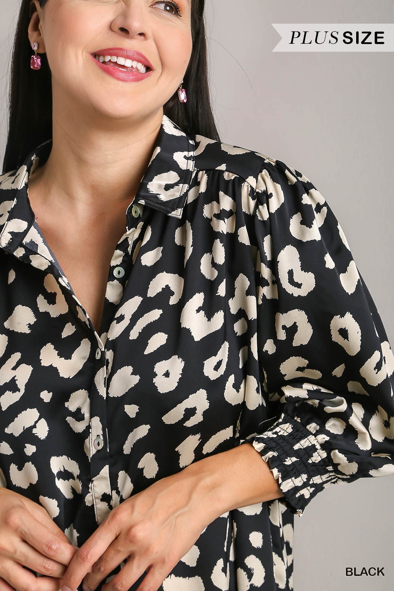 Umgee Satin Leopard Animal Printed Top - Roulhac Fashion Boutique