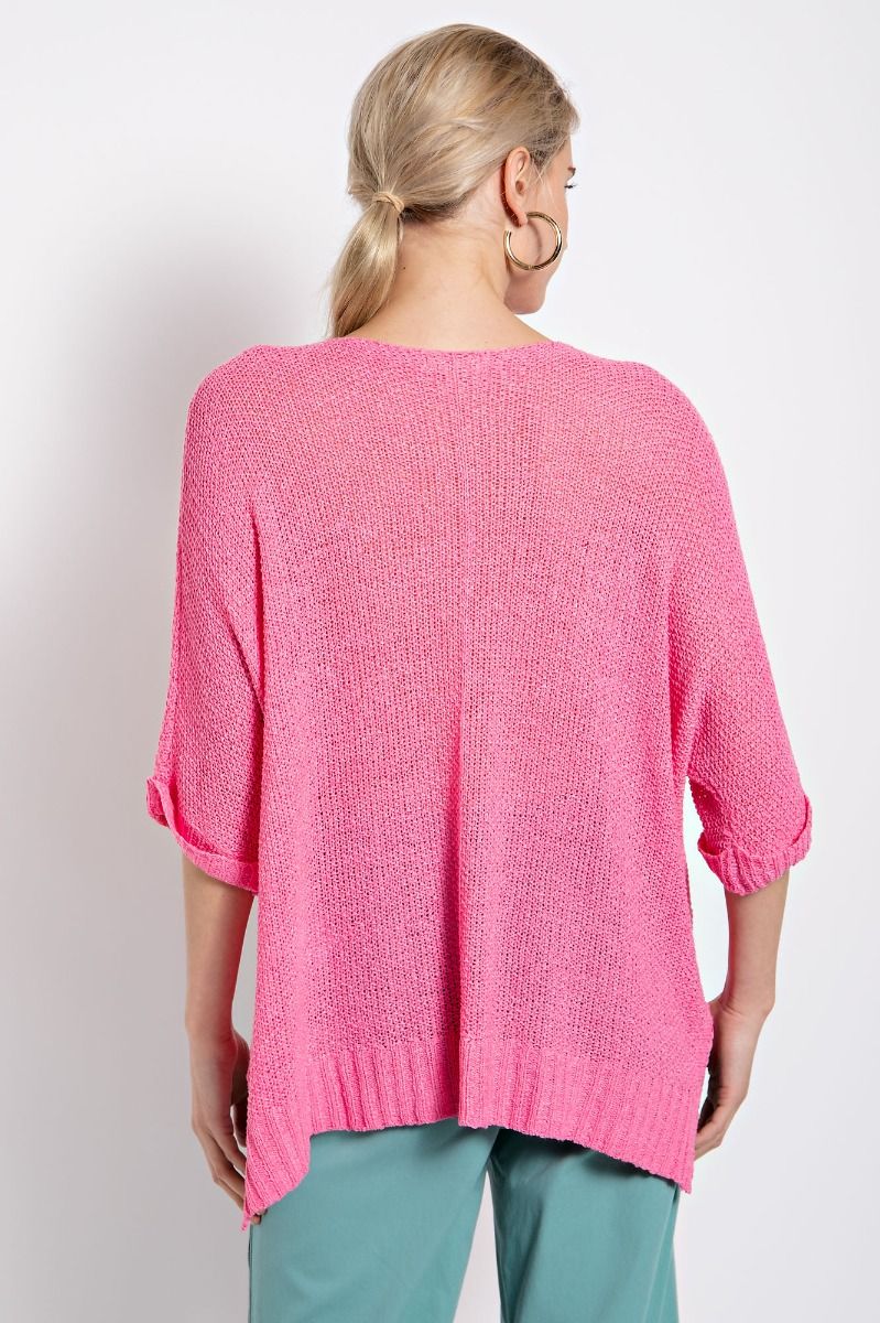 Easel Plus Breeze Sweater Knit Lightweight Dolman Sleeve Top