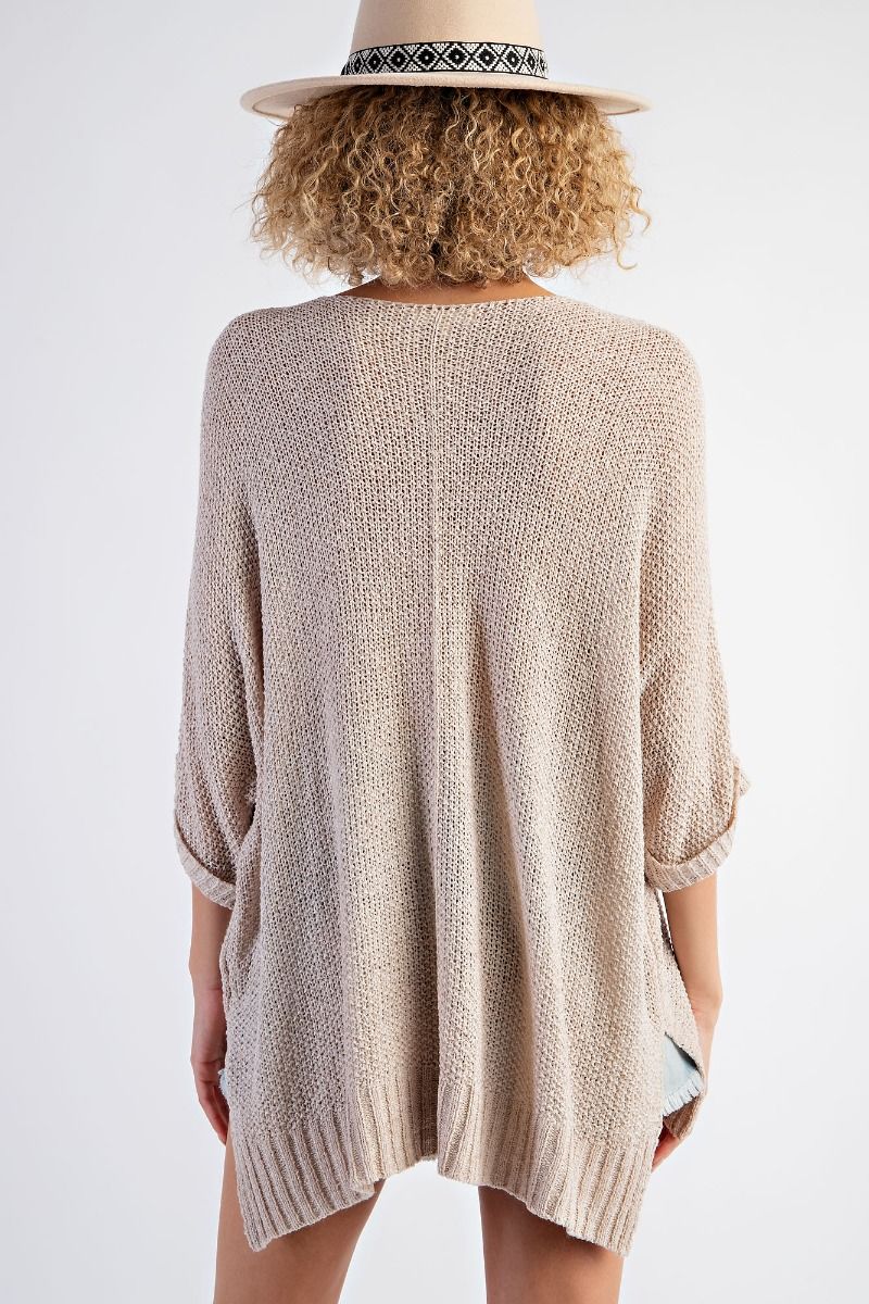 Easel Plus Breeze Sweater Knit Lightweight Dolman Sleeve Top
